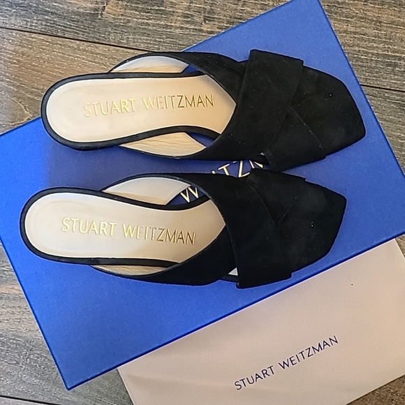 Stuart Weitzman Aletha 50 Block Heel Black Sandals, 5.5 - Picture 2 of 4